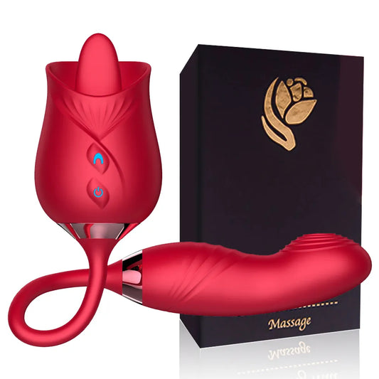 Rose Tongue Licking Vibrator Female G Spot Nipple Stimulation Adult Toys Vibrating Silicone Clitoral Vibrator Sex Toys for Women